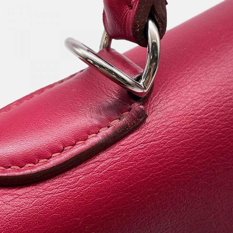 Pre Owned Hermes Kelly 32 Ruby Swift Leather Handbag