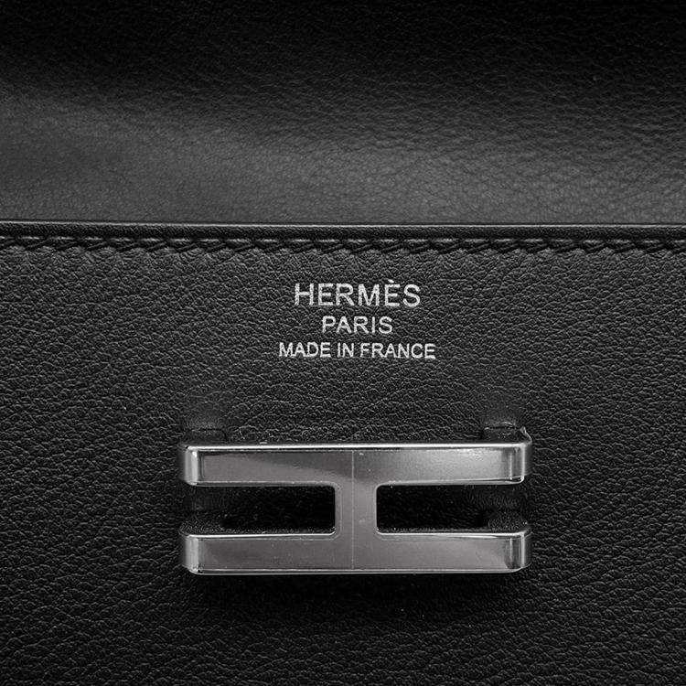Pre Owned Hermes Elan Pocket 24 Black Swift Leather Epsom Belt Bag