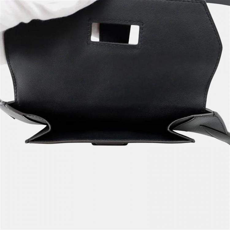 Pre Owned Hermes Elan Pocket 24 Black Swift Leather Epsom Belt Bag