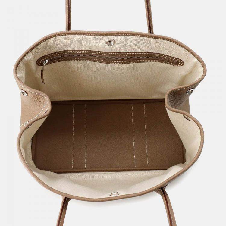 Pre Owned Hermes Garden Party 30 Etoupe Negonda Leather Tote Bag