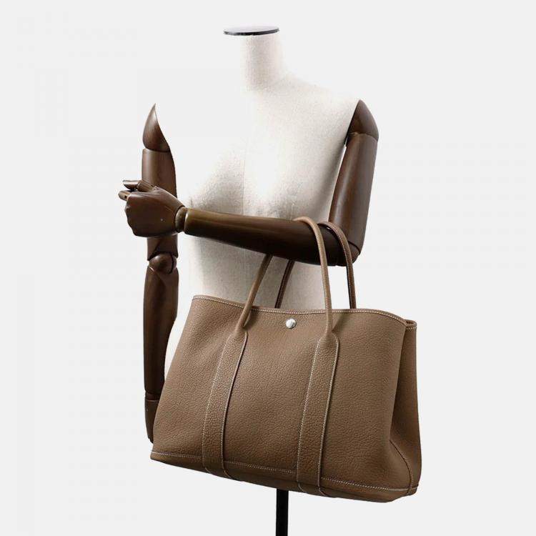 Pre Owned Hermes Garden Party 30 Etoupe Negonda Leather Tote Bag