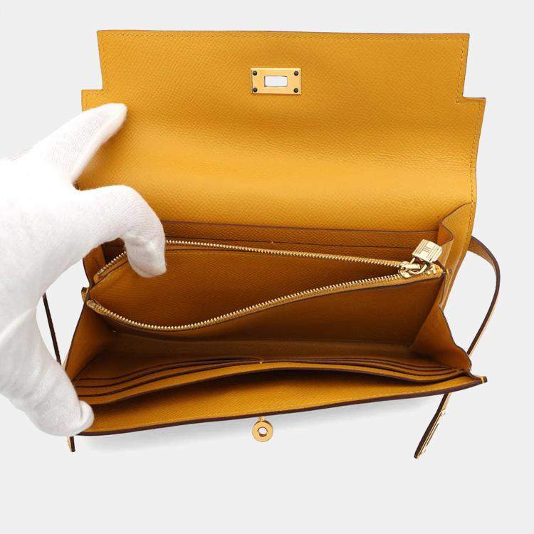 Pre Owned Hermes Kelly Jaune Ambre Epsom Long Wallet