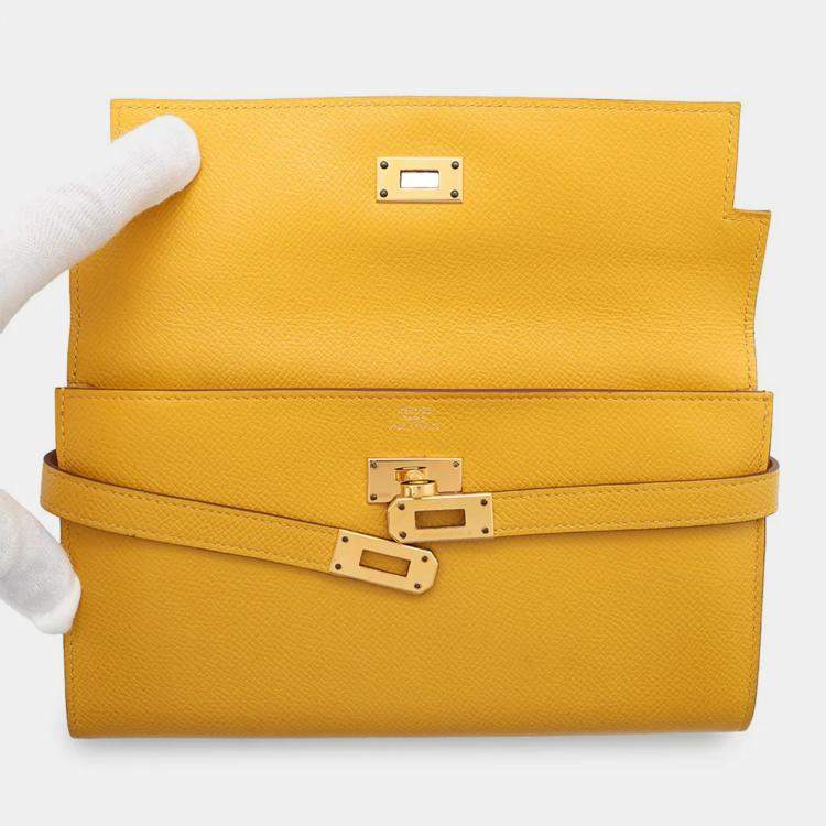 Pre Owned Hermes Kelly Jaune Ambre Epsom Long Wallet