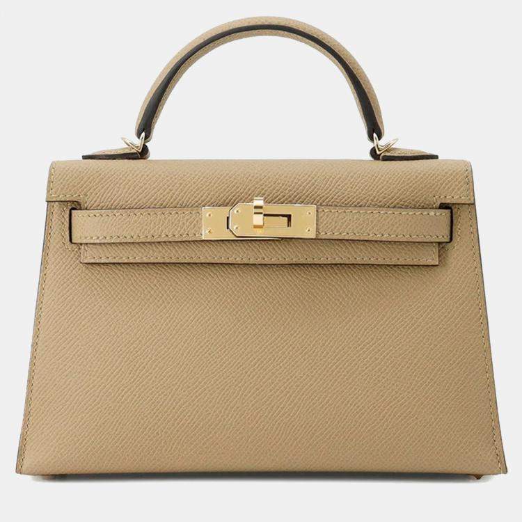 Pre Owned Hermes Mini Kelly II Poussiere Leather Epsom Handbag