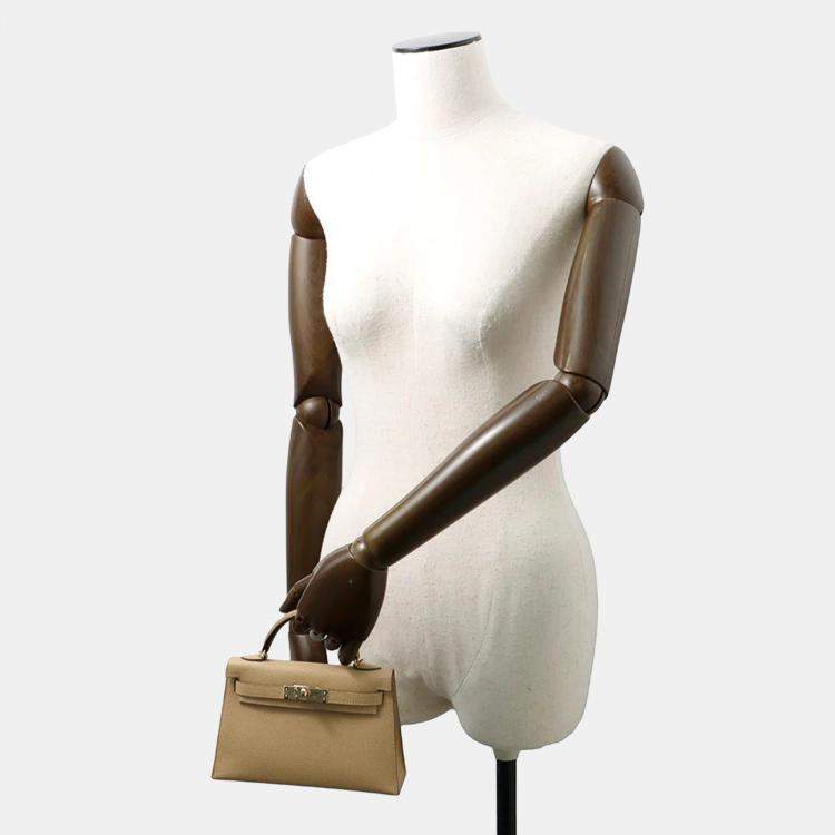 Pre Owned Hermes Mini Kelly II Poussiere Leather Epsom Handbag