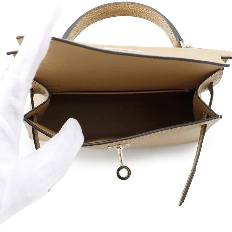 Pre Owned Hermes Mini Kelly II Poussiere Leather Epsom Handbag