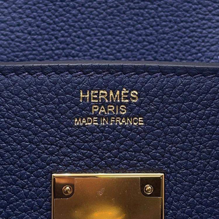 Pre Owned Hermes Birkin 30 Blue Navy Togo Leather Tote Bag