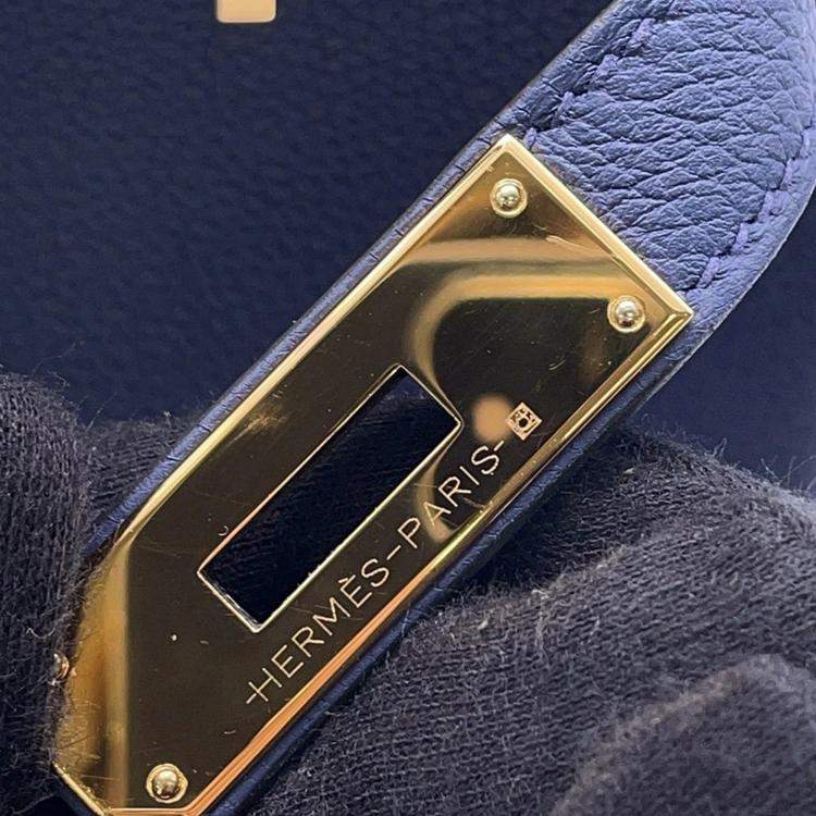 Pre Owned Hermes Birkin 30 Blue Navy Togo Leather Tote Bag