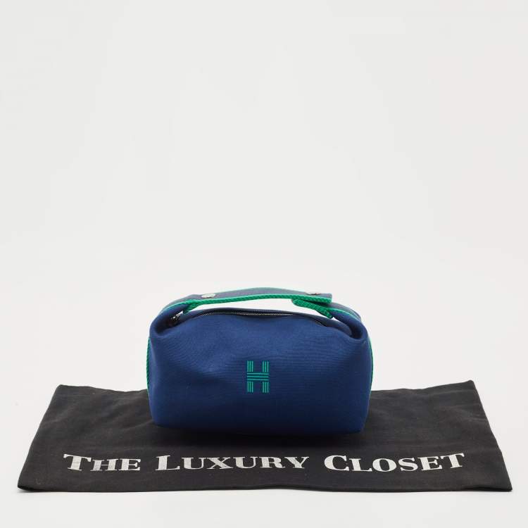 Pre Owned Hermes Marine Toile H Canvas Small Bride-a-Brac Case