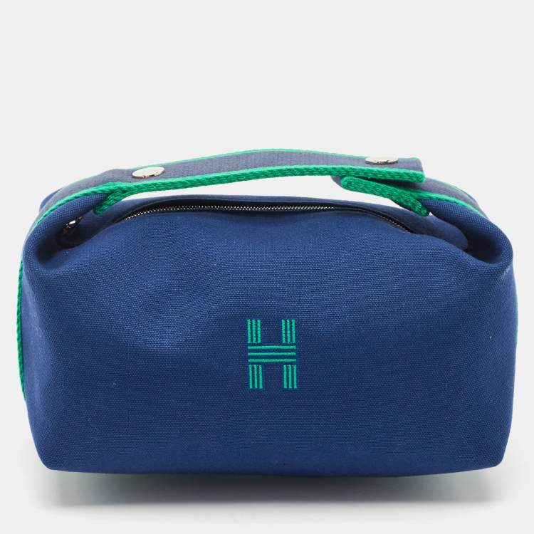 Pre Owned Hermes Marine Toile H Canvas Small Bride-a-Brac Case