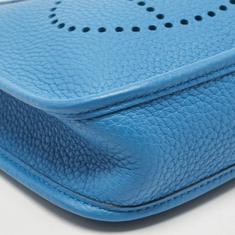 Pre Owned Hermes Bleu Frida Taurillon Clemence Leather Evelyne TPM Bag