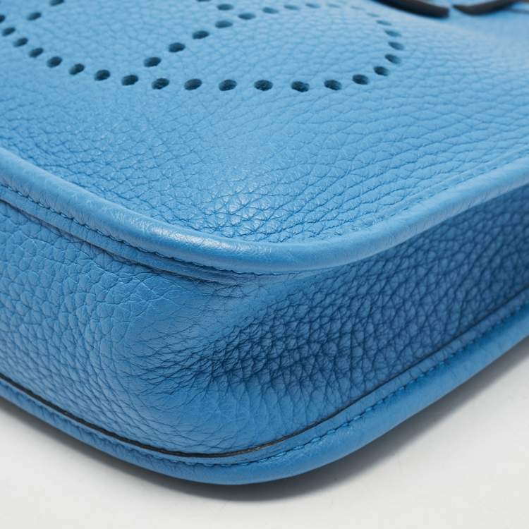 Pre Owned Hermes Bleu Frida Taurillon Clemence Leather Evelyne TPM Bag