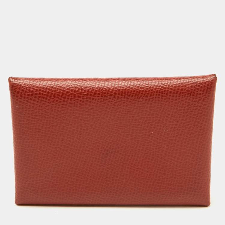 Pre Owned Hermès Sienne Epsom Leather Calvi Duo Card Holder