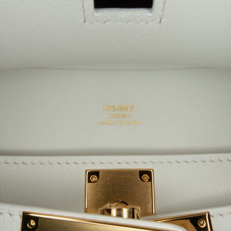 Pre Owned Hermes Mini Jypsiere White Evercolor Leather Crossbody Bag
