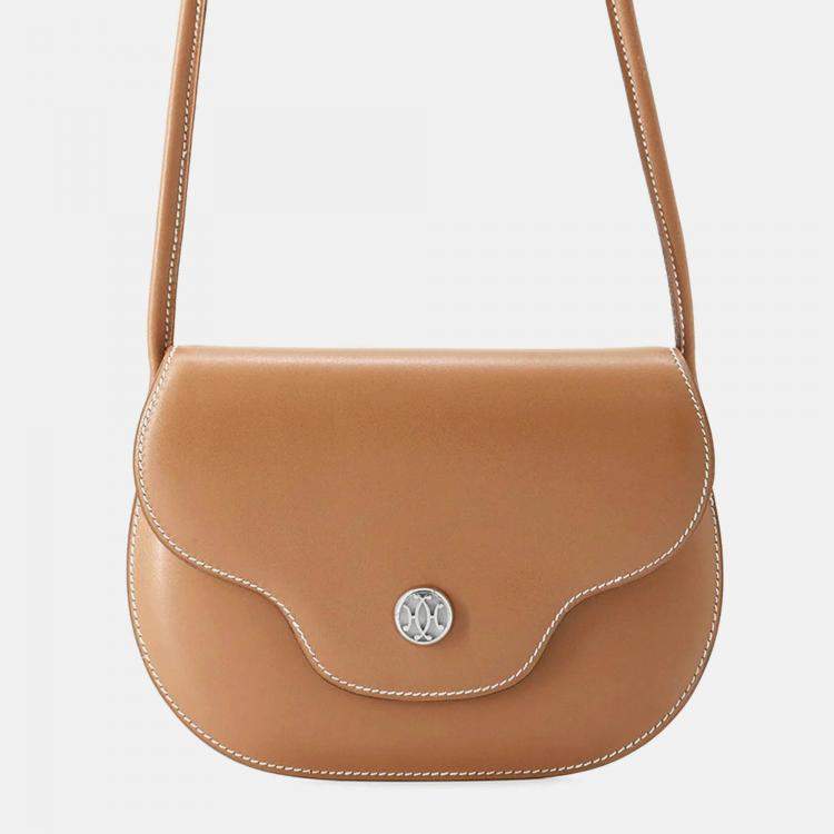 Pre Owned Hermes Shoulder Pouch Gold Box Calf Leather