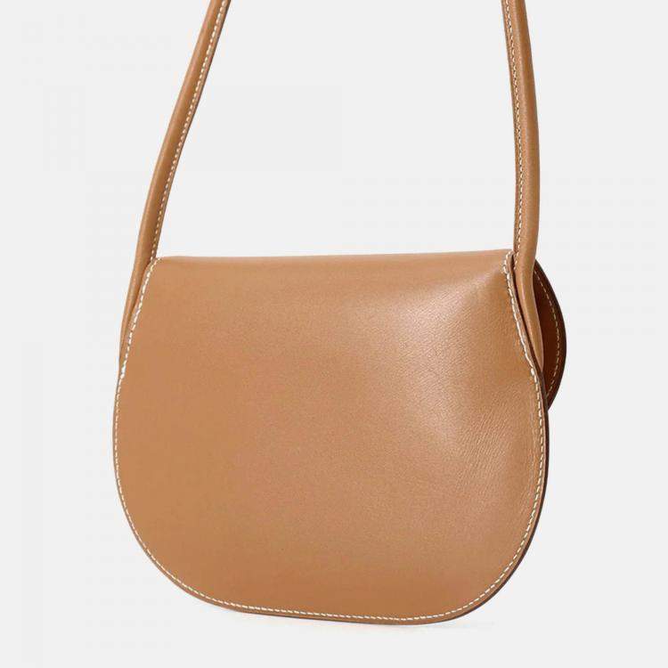Pre Owned Hermes Shoulder Pouch Gold Box Calf Leather