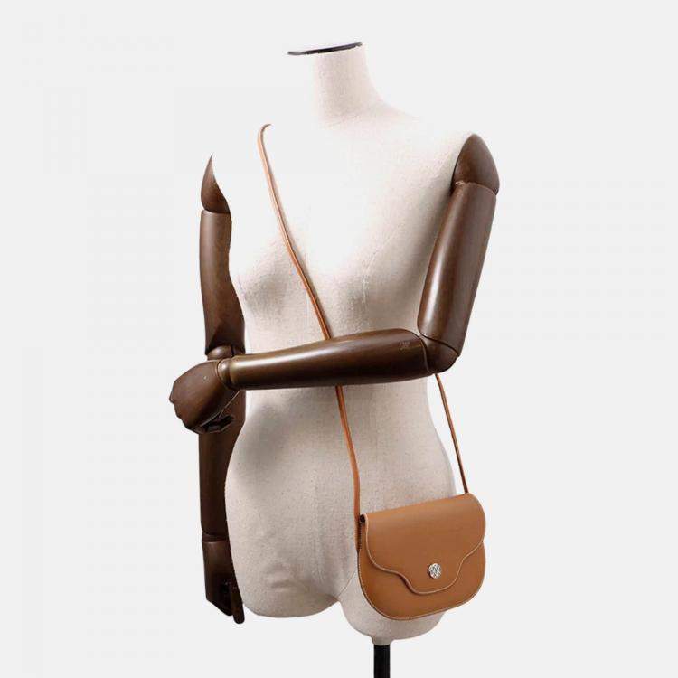 Pre Owned Hermes Shoulder Pouch Gold Box Calf Leather