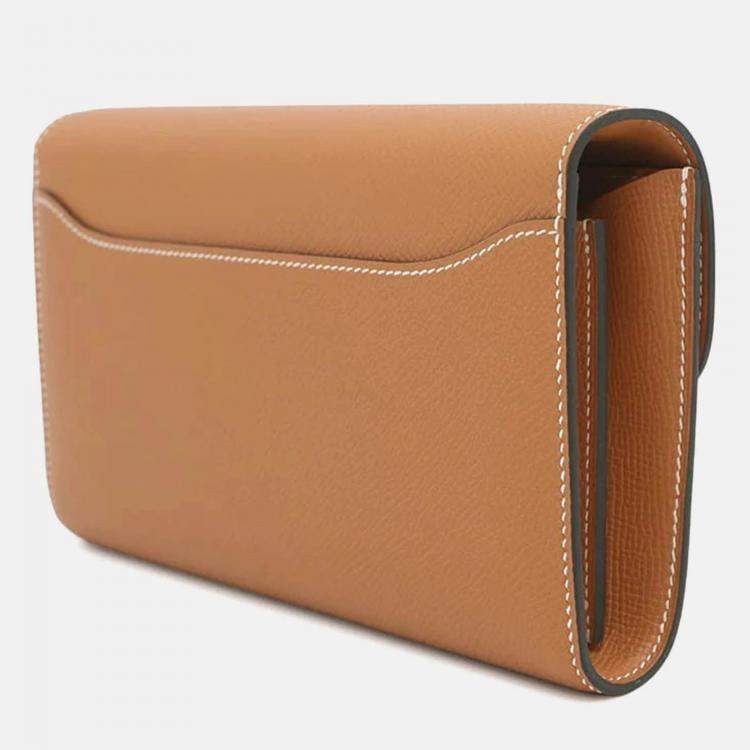 Pre Owned Hermes Constance Long To Go Toffee Epsom
