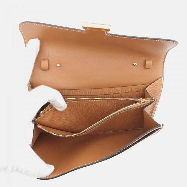 Pre Owned Hermes Constance Long To Go Toffee Epsom