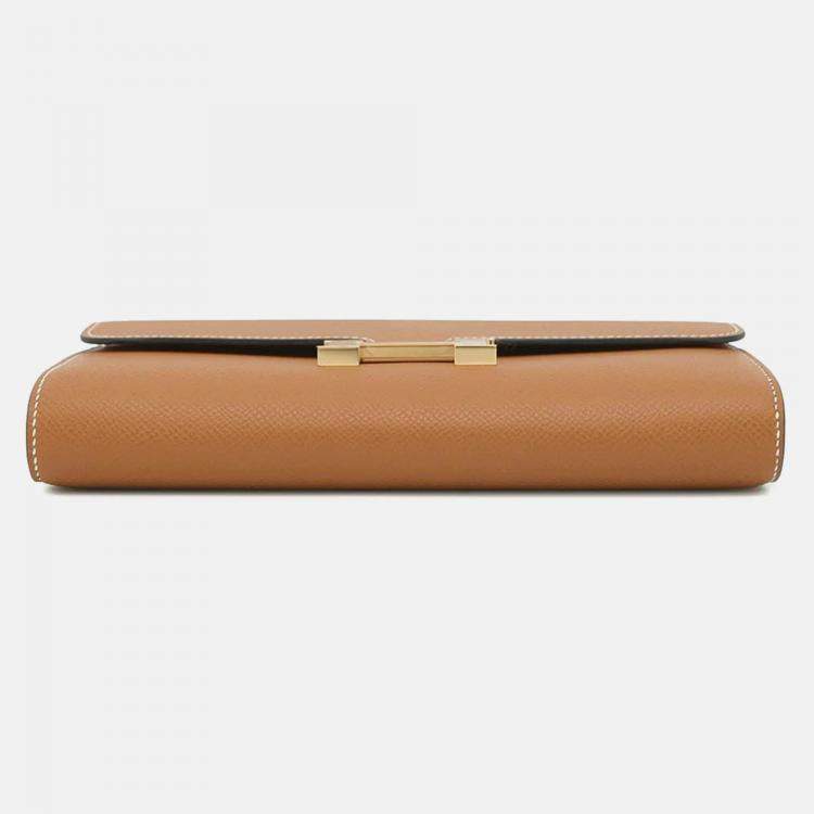 Pre Owned Hermes Constance Long To Go Toffee Epsom