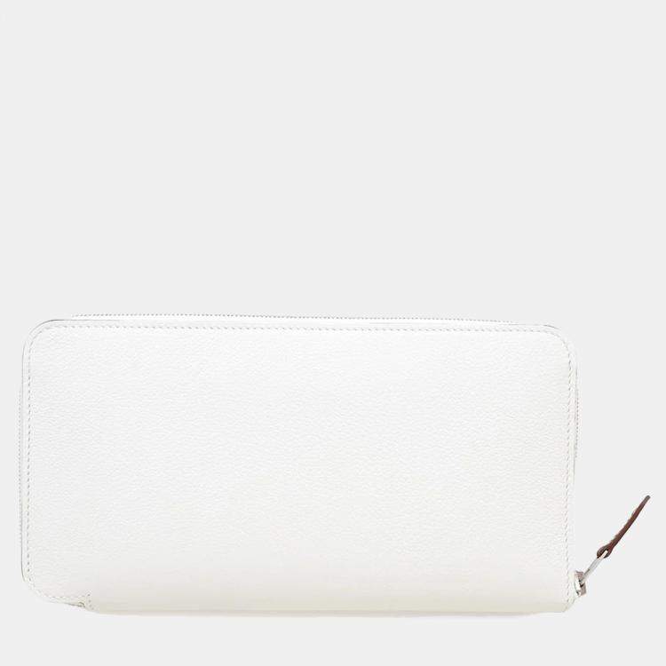 Pre Owned Hermes Azap Long Silk In New White Evercolor