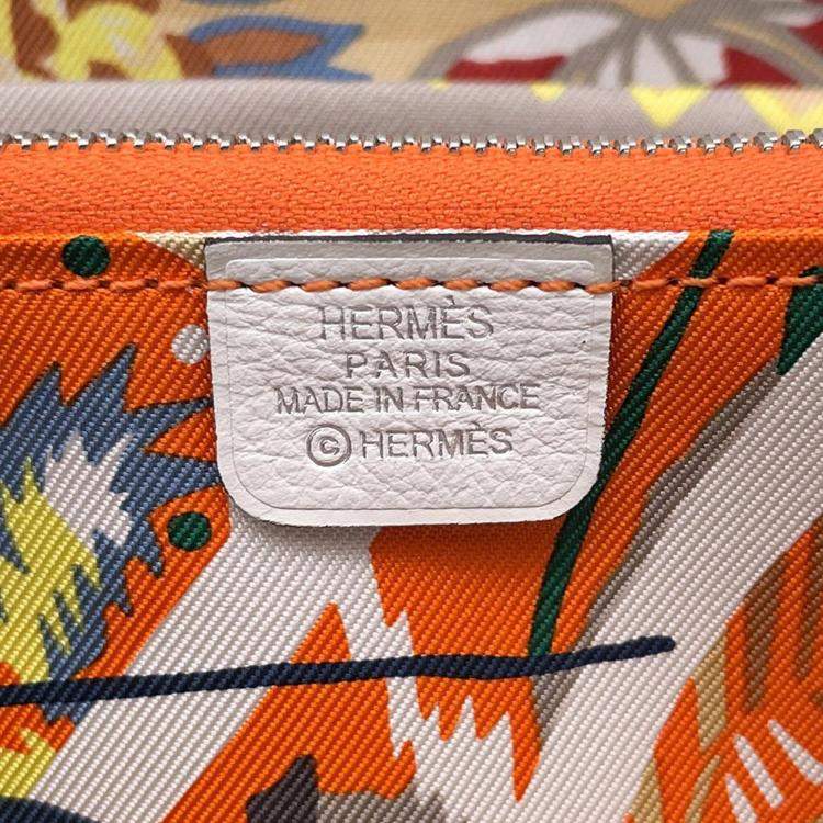 Pre Owned Hermes Azap Long Silk In New White Evercolor