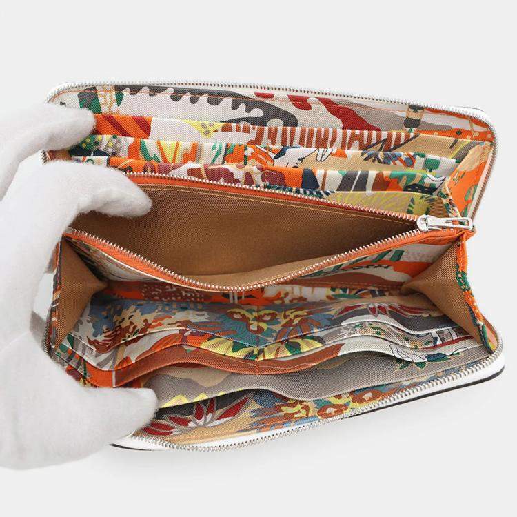 Pre Owned Hermes Azap Long Silk In New White Evercolor