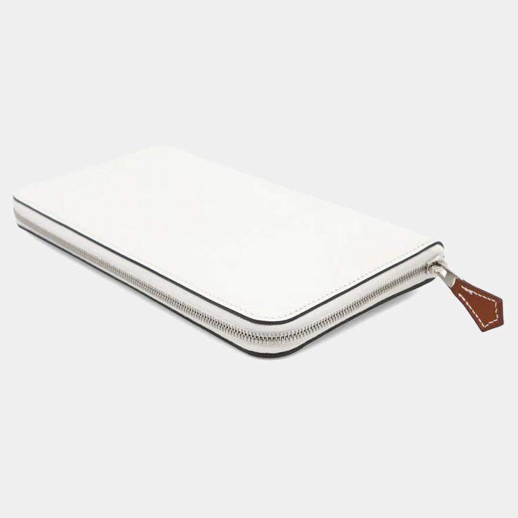 Pre Owned Hermes Azap Long Silk In New White Evercolor
