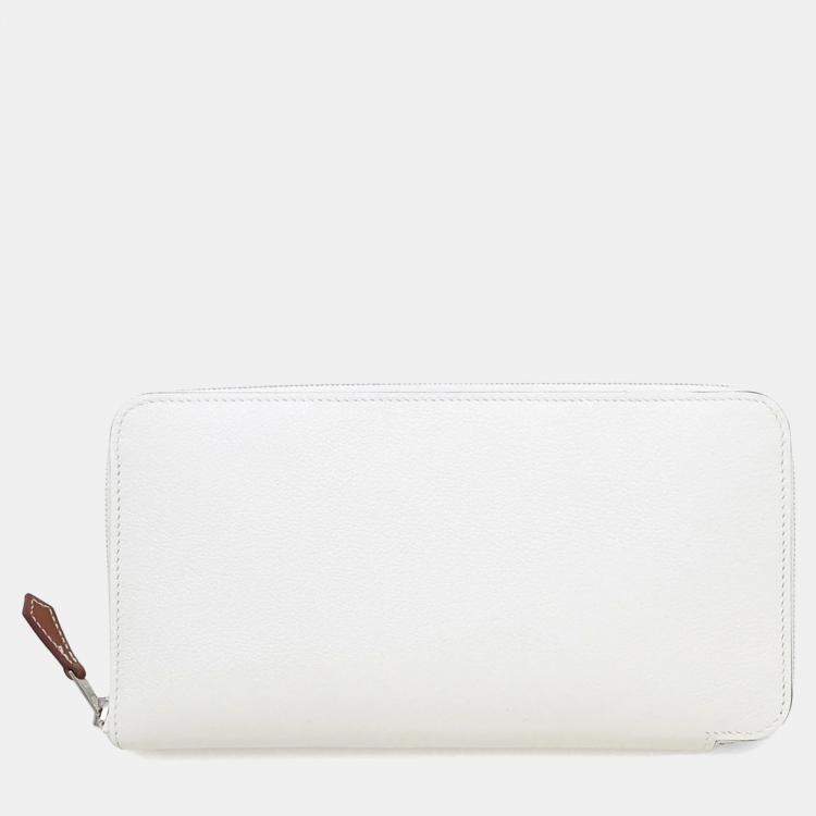 Pre Owned Hermes Azap Long Silk In New White Evercolor