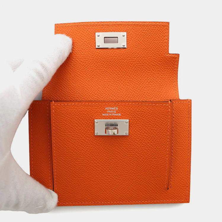 Pre Owned Hermes Kelly Pocket Compact Feu Epsom
