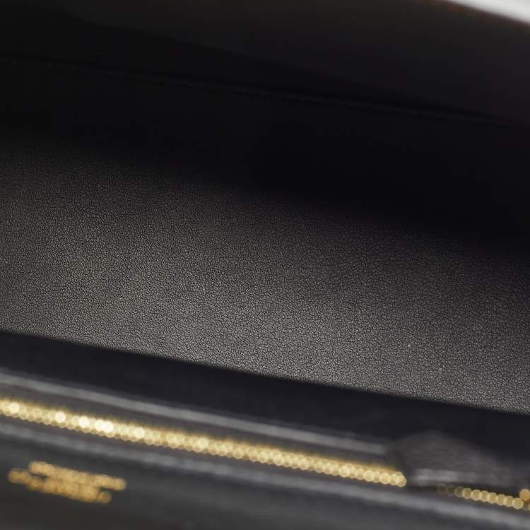 Pre Owned Hermes Noir Matte Alligator and Togo Leather Gold Finish 24/24 29 Bag