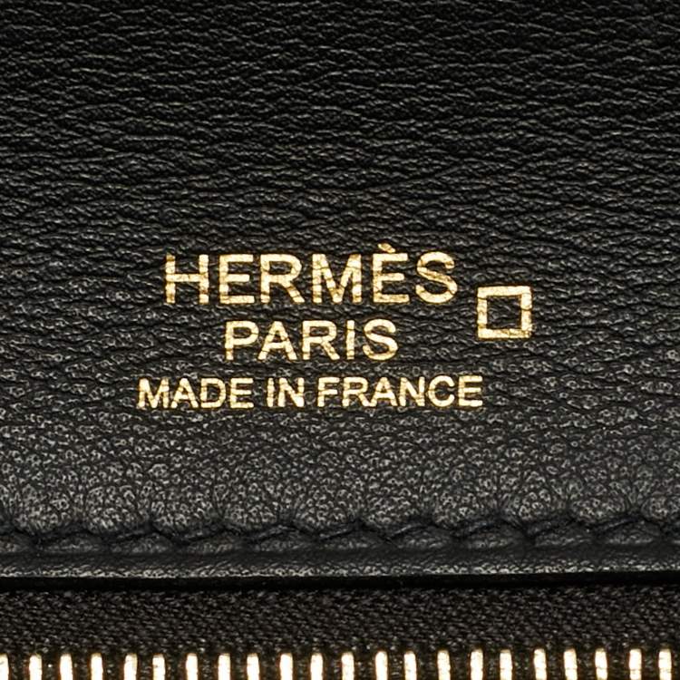 Pre Owned Hermes Noir Matte Alligator and Togo Leather Gold Finish 24/24 29 Bag