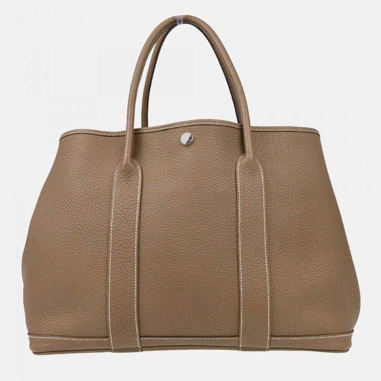 Pre Owned Hermes Garden Party 36 PM Etoupe Gray Negonda Tote Handbag