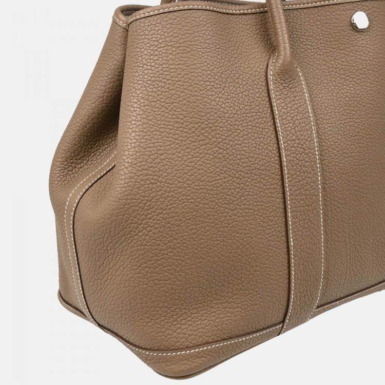 Pre Owned Hermes Garden Party 36 PM Etoupe Gray Negonda Tote Handbag