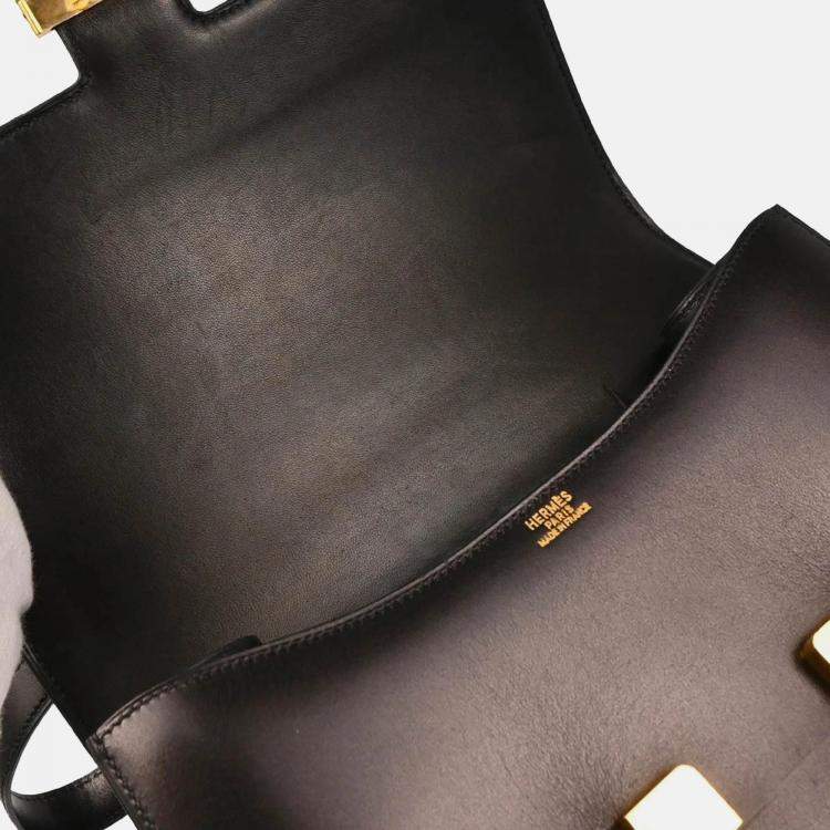 Pre Owned Hermes Constance 23 Black Box Calf Shoulder Bag
