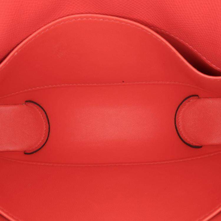 Pre Owned Hermes Cherche Midi 22 Red Epsom Leather Clutch Bag