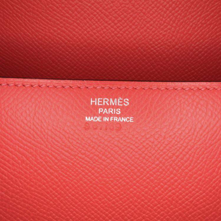 Pre Owned Hermes Cherche Midi 22 Red Epsom Leather Clutch Bag