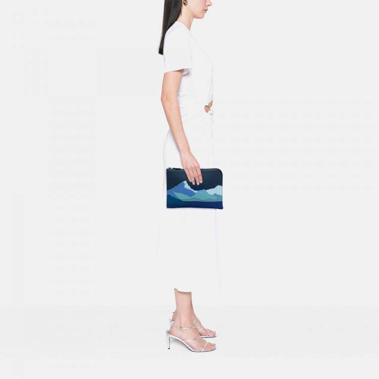 Pre Owned Hermes Endless Road Blue Togo Swift Leather Clutch Bag