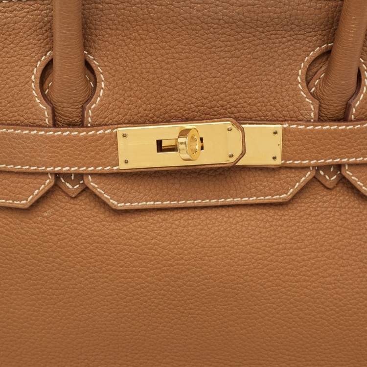 Pre Owned Hermes Gold Togo Leather Gold Finish Birkin 30 Bag