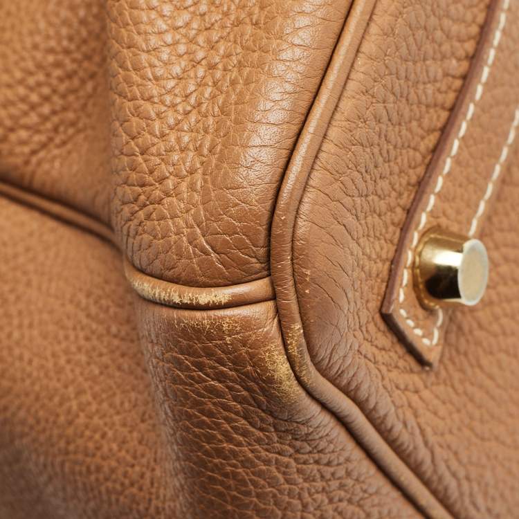 Pre Owned Hermes Gold Togo Leather Gold Finish Birkin 30 Bag