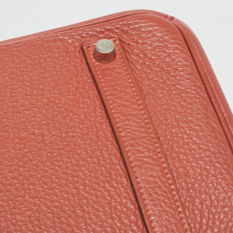 Pre Owned Hermes Sanguine Taurillon Clemence Leather Palladium Finish Birkin 35 Bag