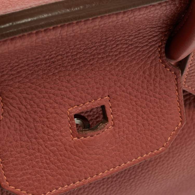 Pre Owned Hermes Sanguine Taurillon Clemence Leather Palladium Finish Birkin 35 Bag
