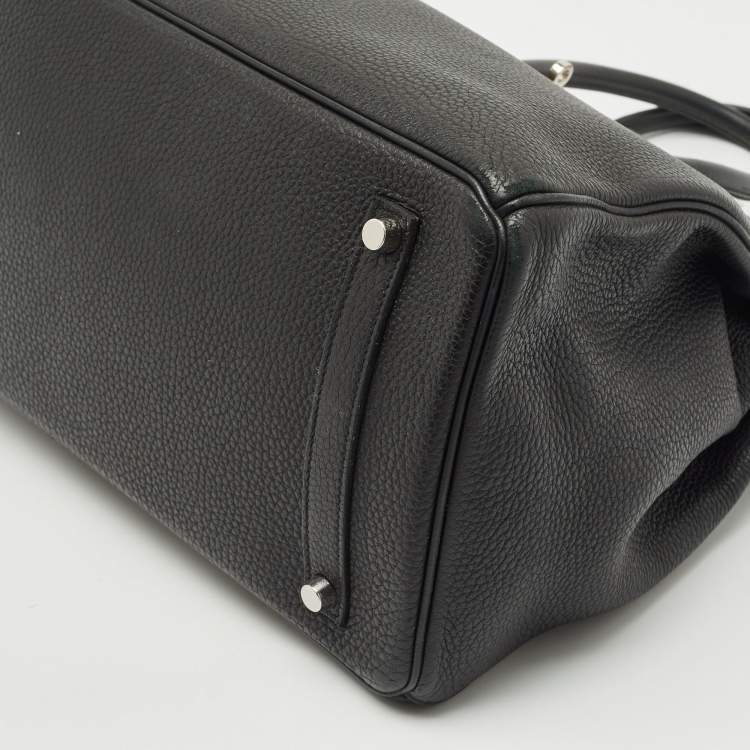 Pre Owned Hermes Noir Togo Leather Palladium Finish Birkin 35 Bag