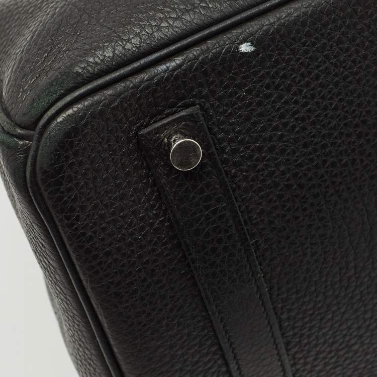 Pre Owned Hermes Noir Togo Leather Palladium Finish Birkin 35 Bag