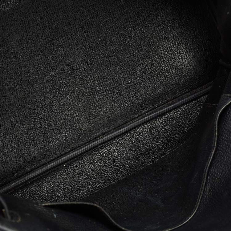 Pre Owned Hermes Noir Togo Leather Palladium Finish Birkin 35 Bag