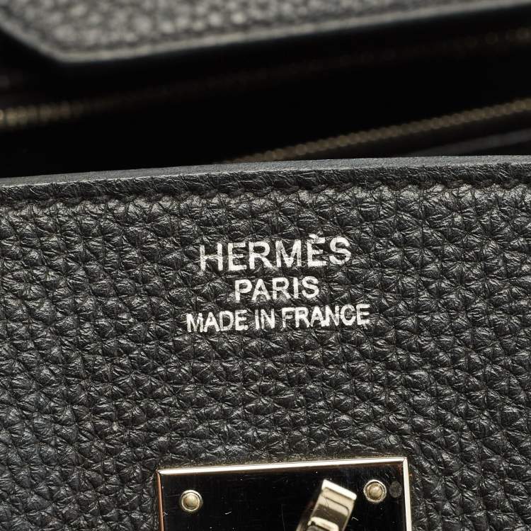 Pre Owned Hermes Noir Togo Leather Palladium Finish Birkin 35 Bag