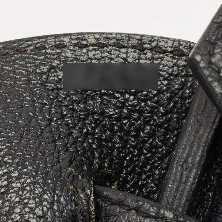 Pre Owned Hermes Noir Togo Leather Palladium Finish Birkin 35 Bag