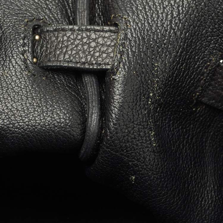 Pre Owned Hermes Noir Togo Leather Palladium Finish Birkin 35 Bag