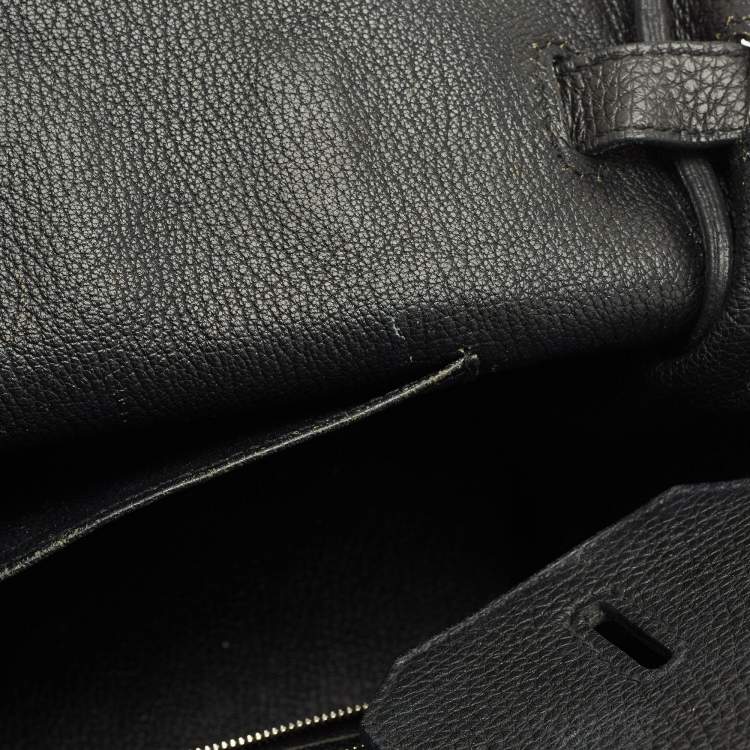 Pre Owned Hermes Noir Togo Leather Palladium Finish Birkin 35 Bag