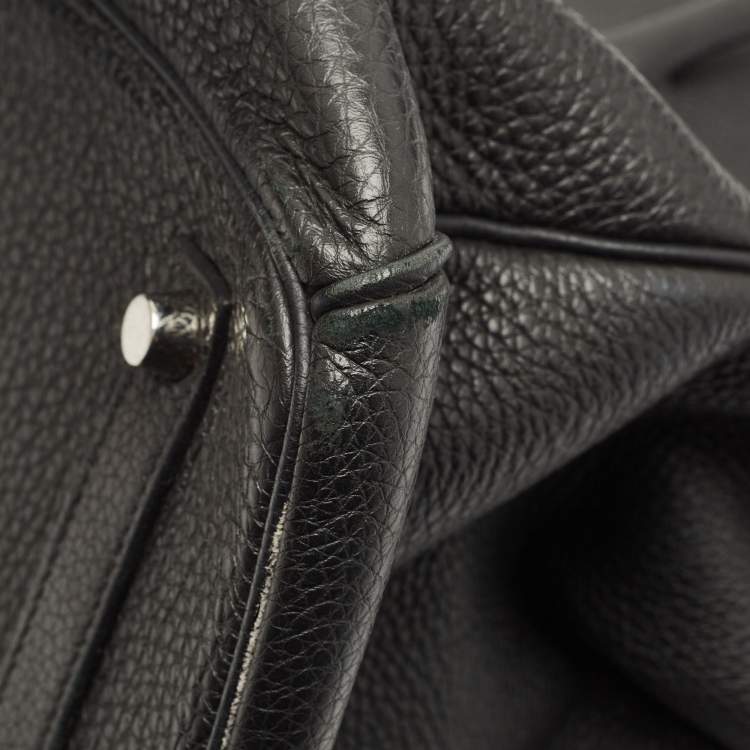 Pre Owned Hermes Noir Togo Leather Palladium Finish Birkin 35 Bag